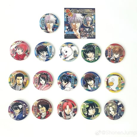 【銀魂】SHONEN JUMP SHOP 上海 ジャンプショップ中国限定 カラーイラスト キラ缶バッジコレクション（全16種）