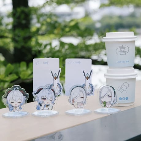 ※再販【原神 × 喜茶】HEYTEA コラボグッズ 第二弾 中国期間限定 甘雨 申鶴 SDアクスタ+うわち セット※入金後60日以内発送