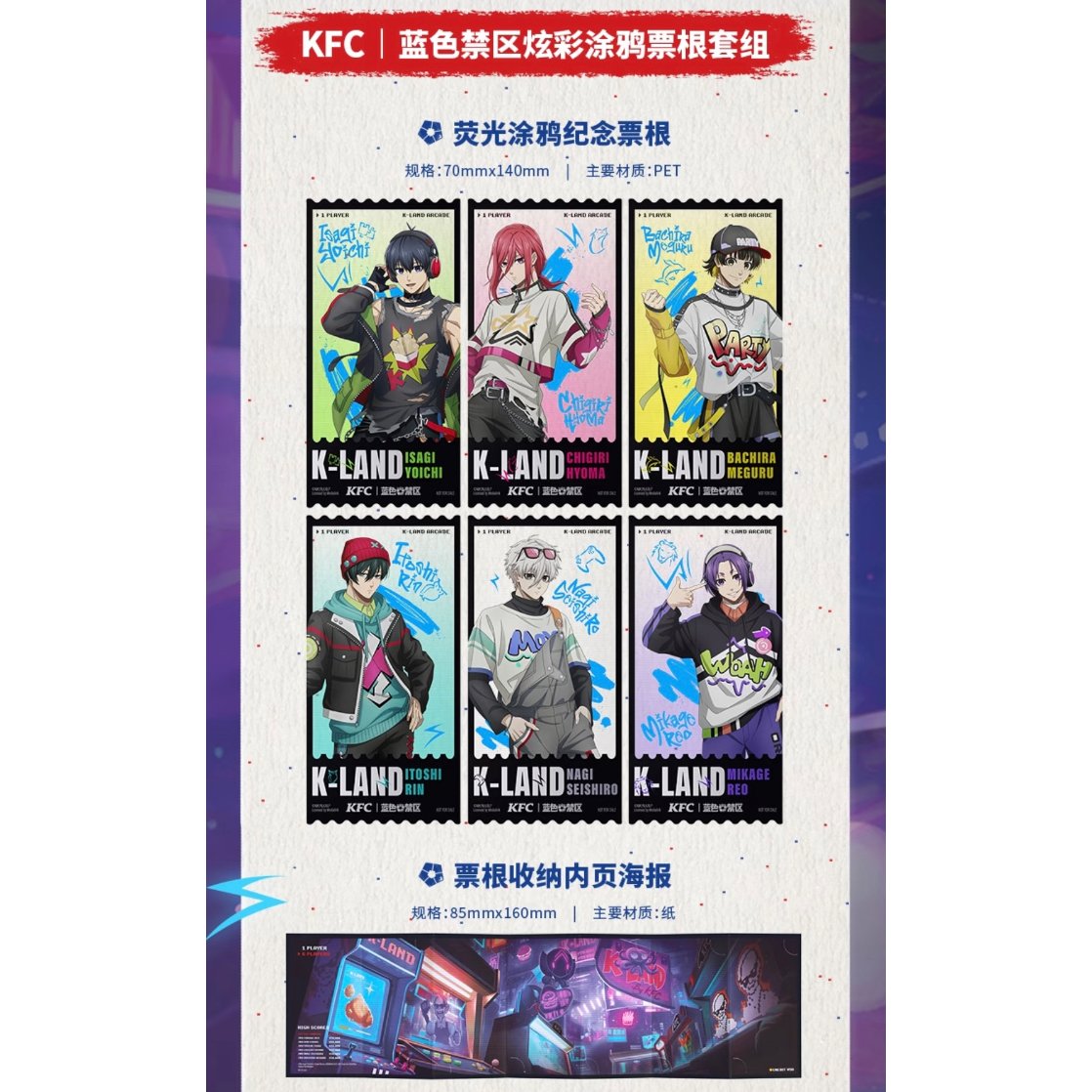 ブルーロック KFCコラボ 中国限定 缶バッジ セット 2点 ブルーロック × KFC】中国限定発売 コラボグッズ PET記念