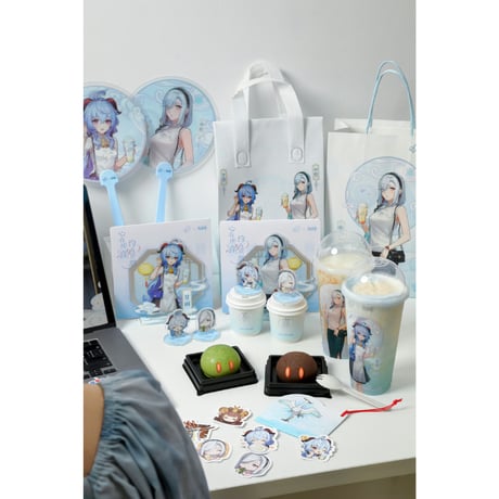 ※新発売【原神 × 喜茶】HEYTEA コラボグッズ 第二弾 中国期間限定 甘雨 申鶴 半身アクスタ+ステッカー セット※入金後60日以内発送