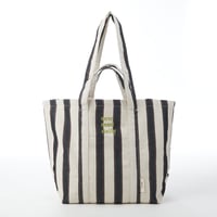 beej_stripe fabric Tote bag#BLACK