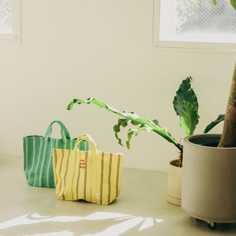 beej_stripe fabric Tote bag#Green