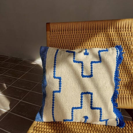 beej_Woven Cushion cover_ruins_blue