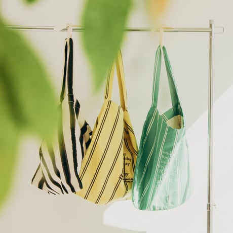 beej_stripe fabric OSbag#Lime