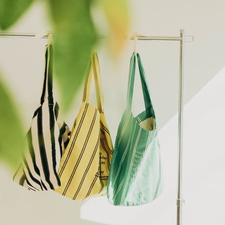 beej_stripe fabric OSbag#Green
