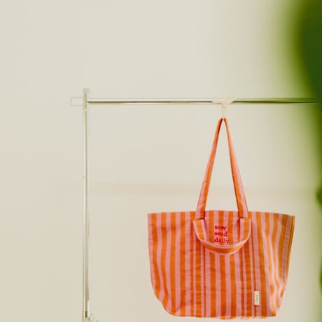 beej_stripe fabric Tote bag#Orange
