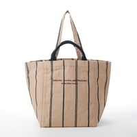 beej_fabric tote bag_stripe#BEIGE