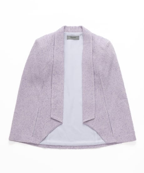 ハンアンスン 白 レース コート スパンコールチュールノースリーブドレス/ジップ/谷間見せ/背中