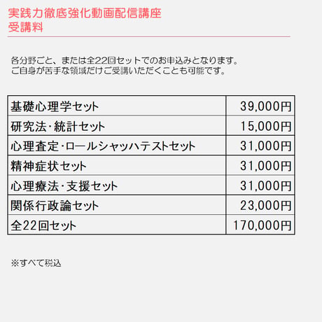 2026年度臨床心理士試験対策　実践力徹底強化 動画配信講座 ＜心理療法・支援＞