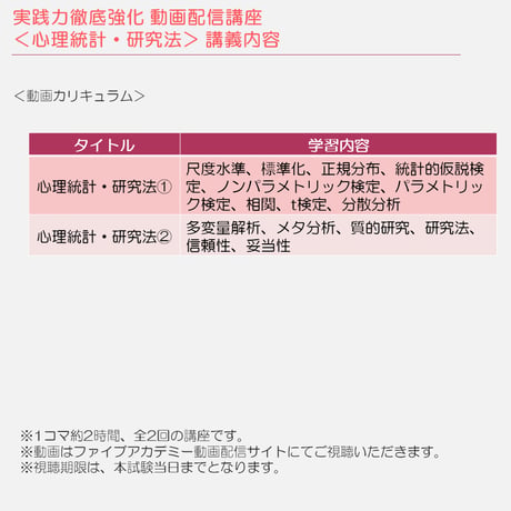 2026年度臨床心理士試験対策　実践力徹底強化 動画配信講座 全22回セット