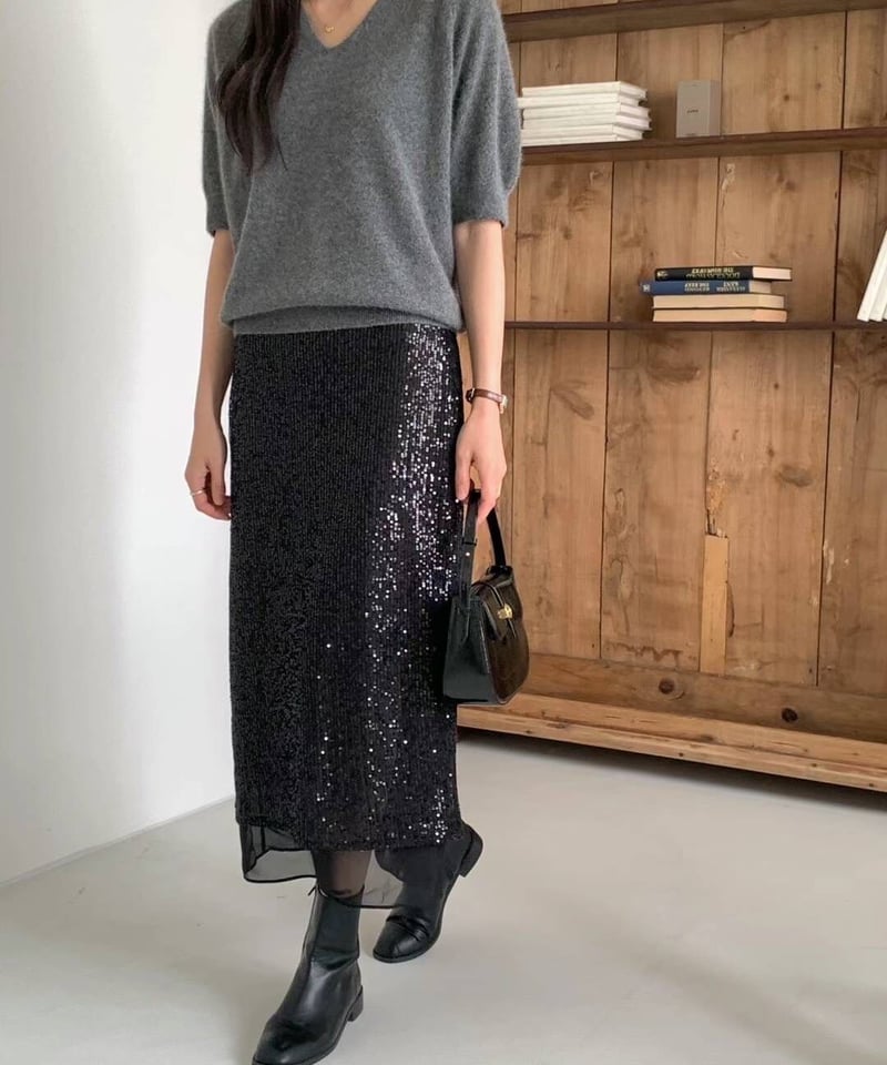 【BOTTEAGA】メタリックエフェクト ハイウエスト スカート ハイウェストラメスカート | EMiLy. CHAn