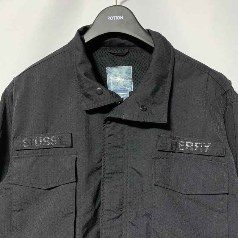 STUSSY】old back logo print rip stop nylon M-65...