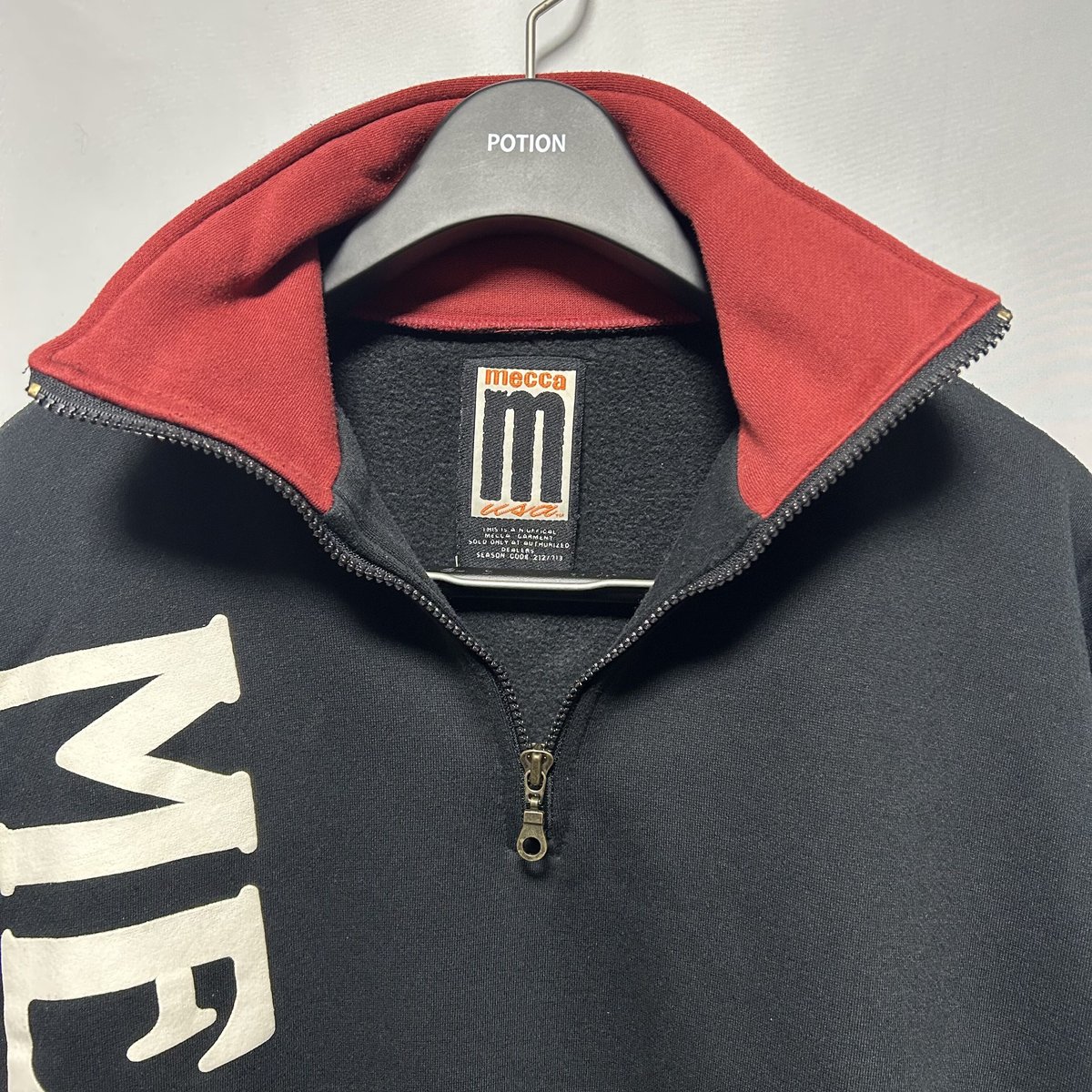 【MECCA USA】 90s half zip numbering logo print sweatshirt