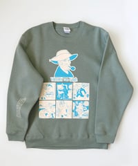 ゴッホスウェット Smoky green×skyblue 花咲くアーモンドの木の枝
