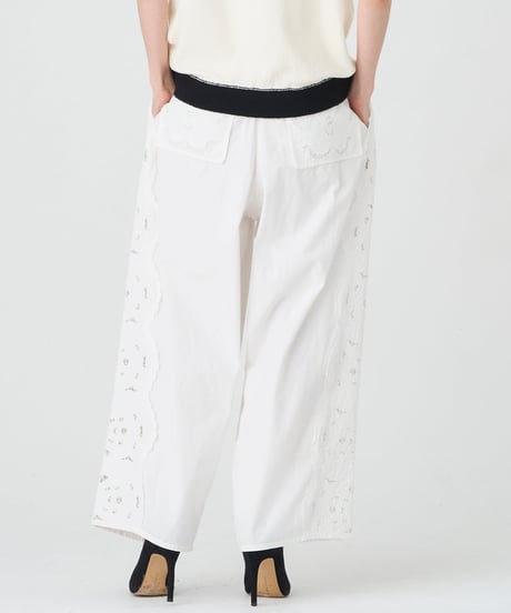 venit COTTON/ LINEN CUTWORK LACE EMBROIDERY PANTS