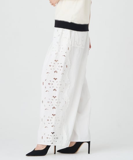 venit COTTON/ LINEN CUTWORK LACE EMBROIDERY PANTS