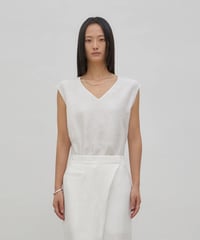 BLOSSOM RNEL LINEN VECK SLEEVELESS