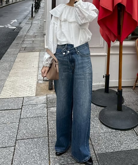 cafune アシメウエストボタンデニム
