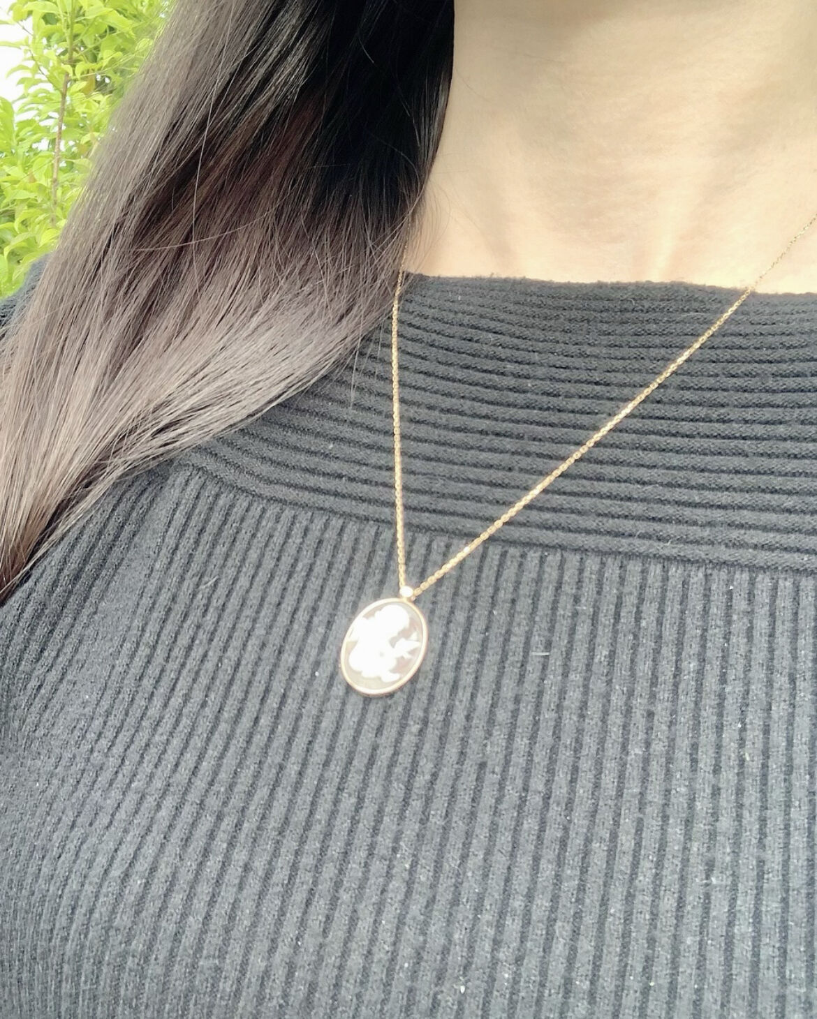 K18 天使のペンダントネックレス（イタリアのシェルカメオ