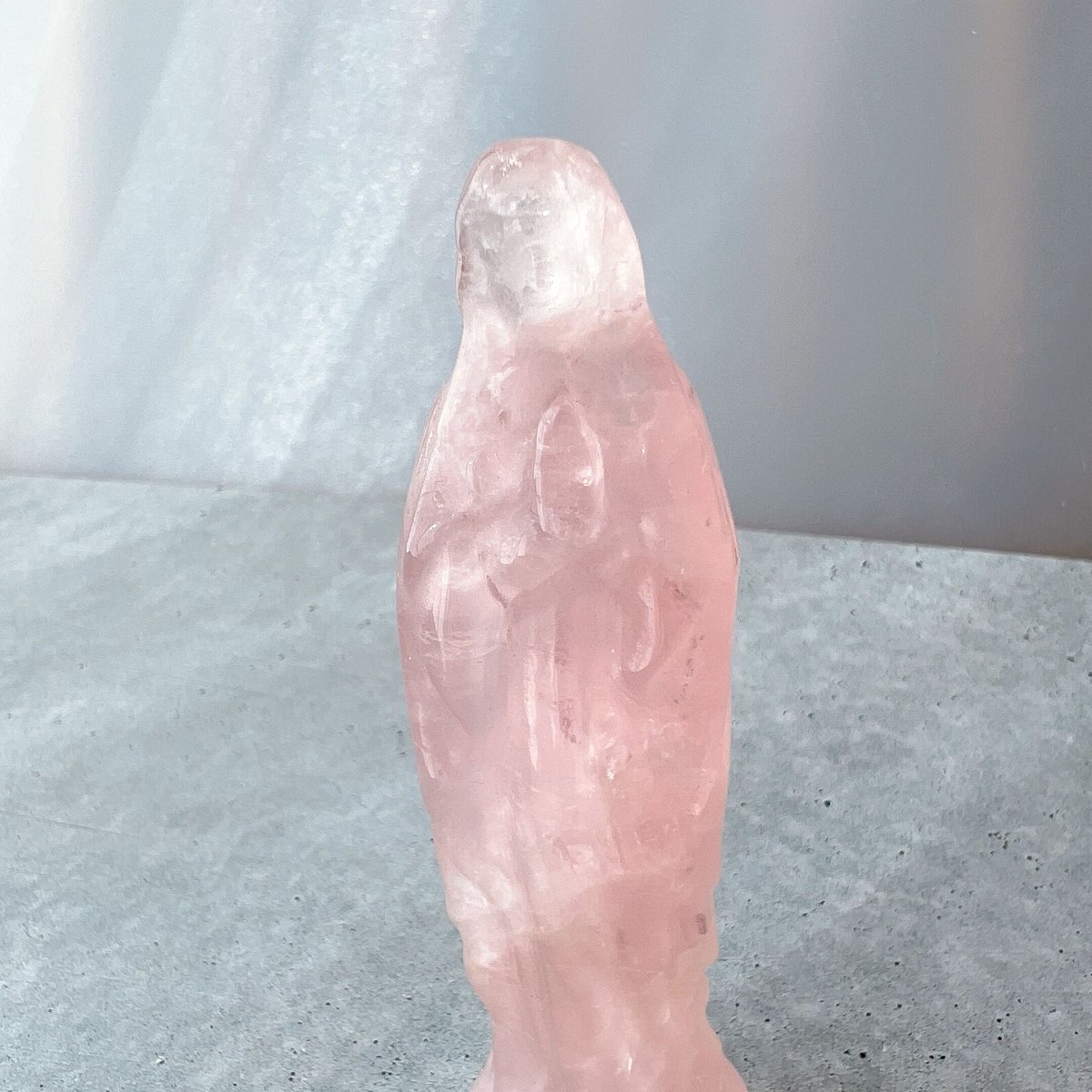 天然石 ビックサイズ　ローズクォーツのマリア様　置物　彫り物D.135 ローズクォーツのマリア様 | crystal shop mira