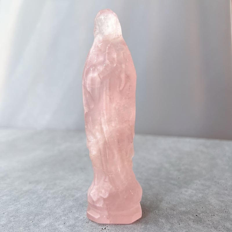天然石 ビックサイズ ローズクォーツのマリア様 置物 彫り物D.135 ローズクォーツのマリア様 | crystal shop mira