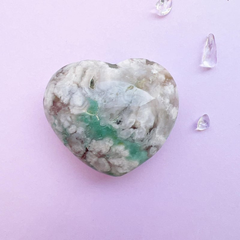 グリーン チェリーブロッサムジャスパー お月様 台座無料 ☪︎神秘的な