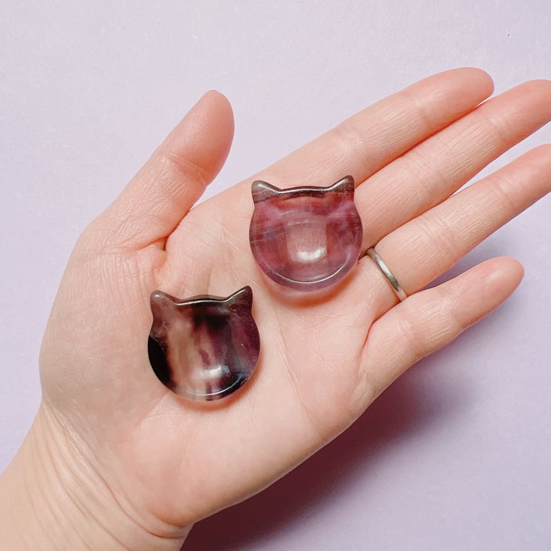 070111 天然フローライト猫ちゃんネックレスパーツ13.4＊19.6㍉5個