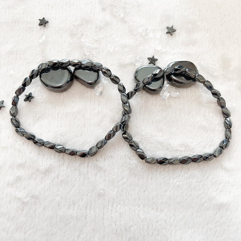 【On Cloud Nine☽アンクレット 様】9cm／8cm▶各200枚 落ち着きの中で】ヘマタイトアンクレット マグネット式(約26cm