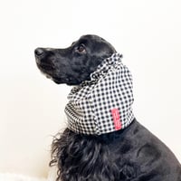 中型犬用スヌード|コットンリネンのブラックチェック5mm