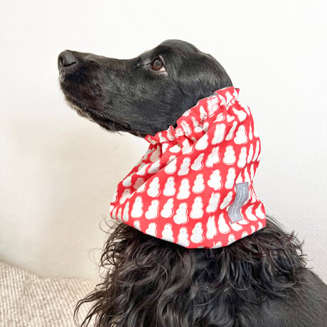 中型犬用スヌード|  可愛い雪だるまがいっぱいのスヌード