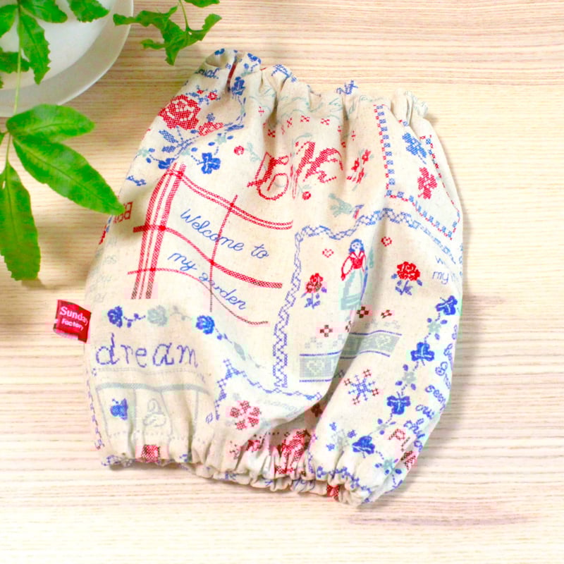 中型犬用スヌード| コットンリネンのクロスステッチプリント柄