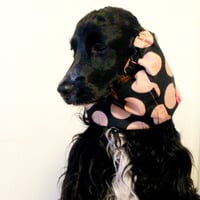 中型犬用スヌード| ブラックベージュのビッグドットプリント