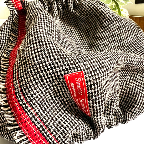 【萩原さま専用】中型犬用スヌード|千鳥格子と赤耳のリネンスヌード