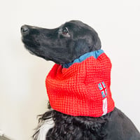 中型犬用スヌード| リネンワッフル素材のカジュアルスヌード|スカーレット