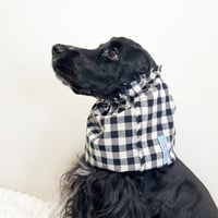 中型犬用スヌード|コットンリネンのブラックチェック10mm