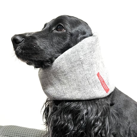 中型犬用スヌード|  ウールリネンのヘリンボーン柄