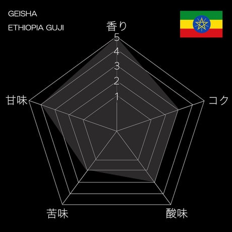 【エチオピア】 【ゲイシャ】 Ethiopia Guji Hambela Geisha Washed 浅煎り