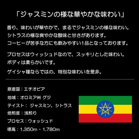 ドリップバッグ 【ゲイシャ】 【浅煎り】 エチオピア グジ ジャスミン シトラス ウォッシュド