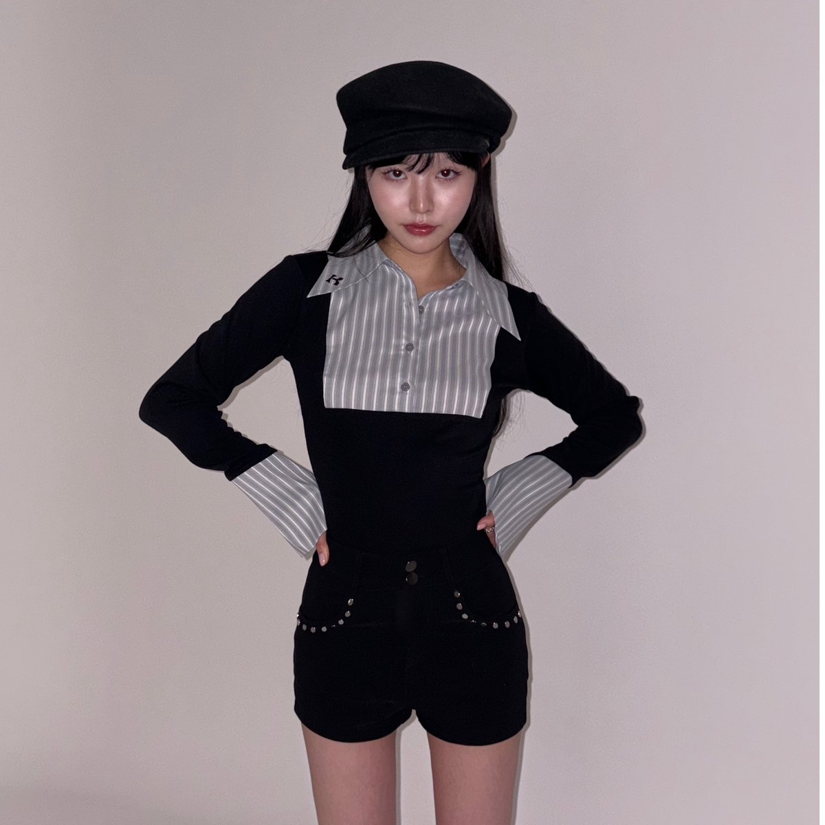 トップス kiss the club lady slim shirt tops black lady slim shirt tops | KISS THE CLUB