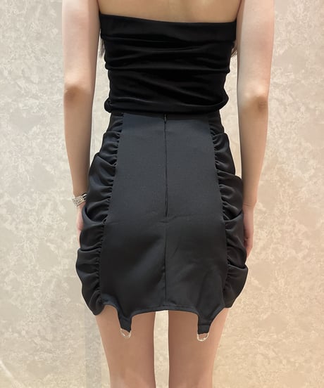 gather belt mini skirt
