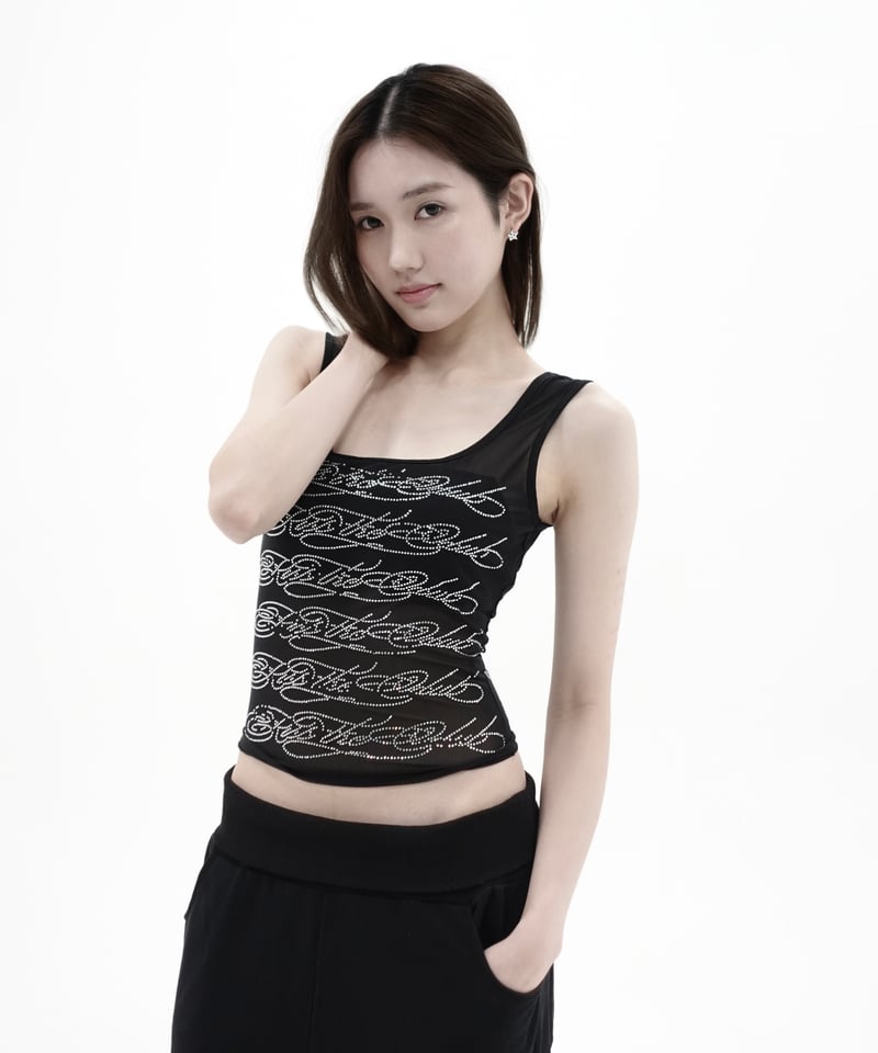トップス kiss the club rhinestone logo tank top rhinestone logo tank top | KISS THE CLUB