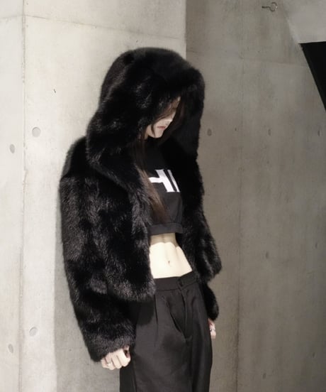luxury hooded fur coat