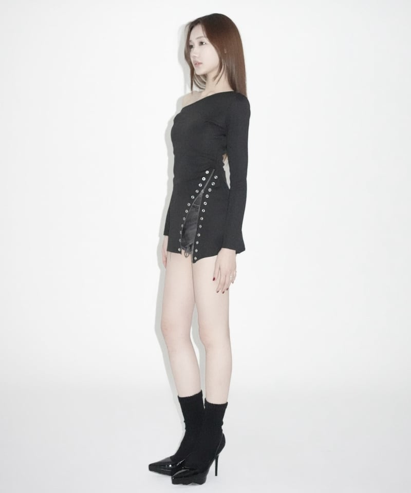 one shoulder zip tunic | KISS THE CLUB