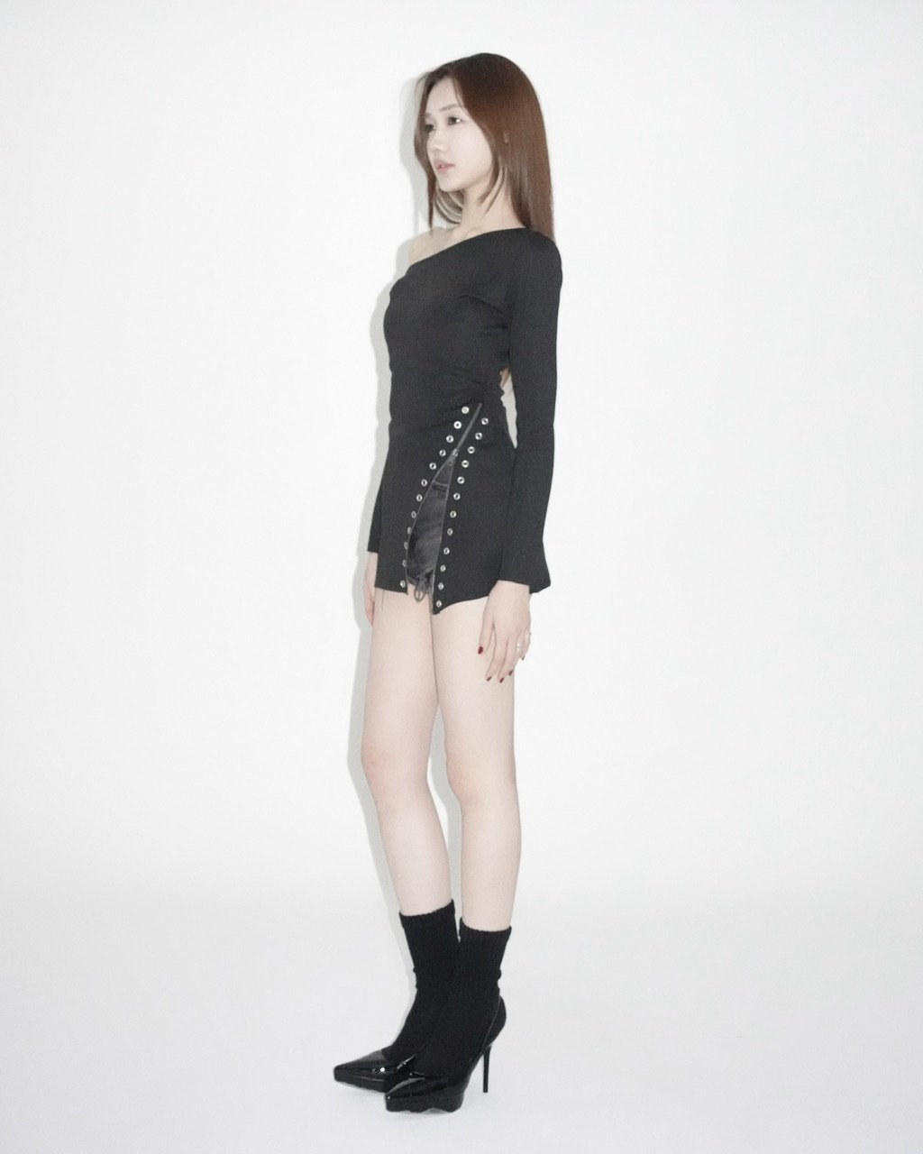 one shoulder zip tunic | KISS THE CLUB