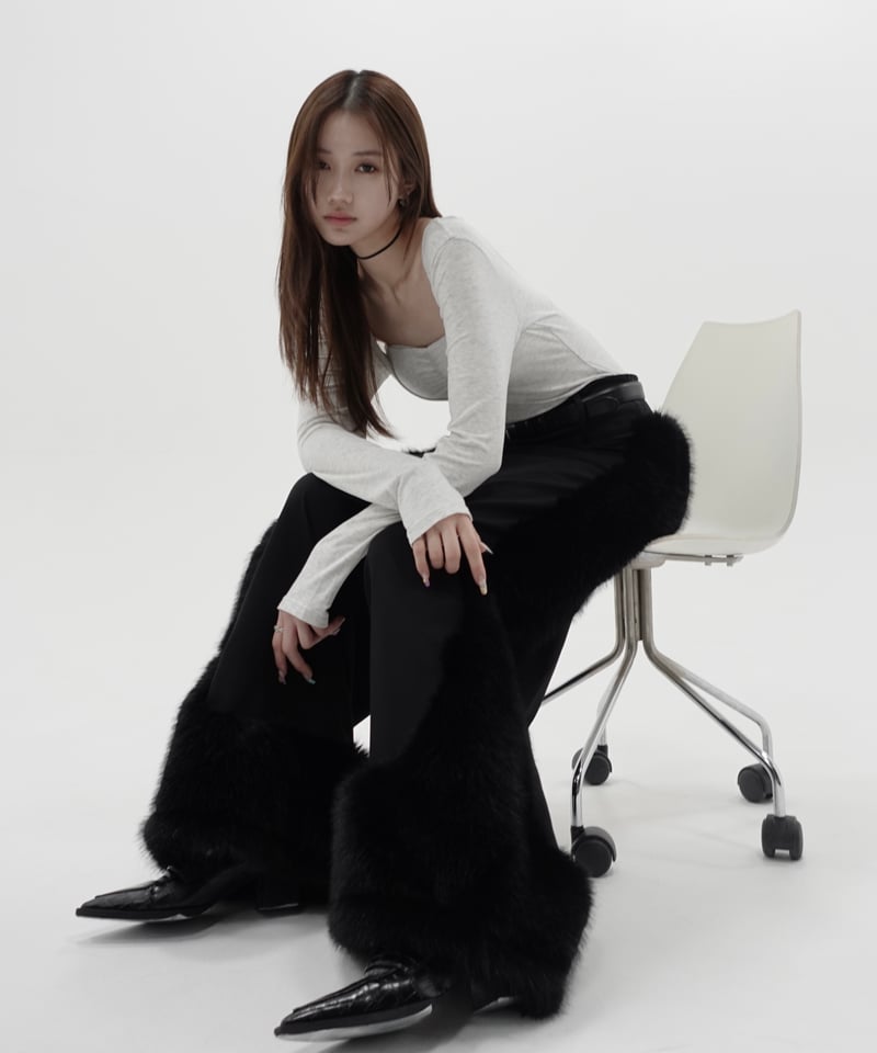 fur loose pants | KISS THE CLUB