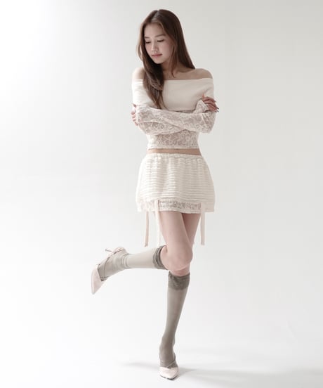 lace gather skirt