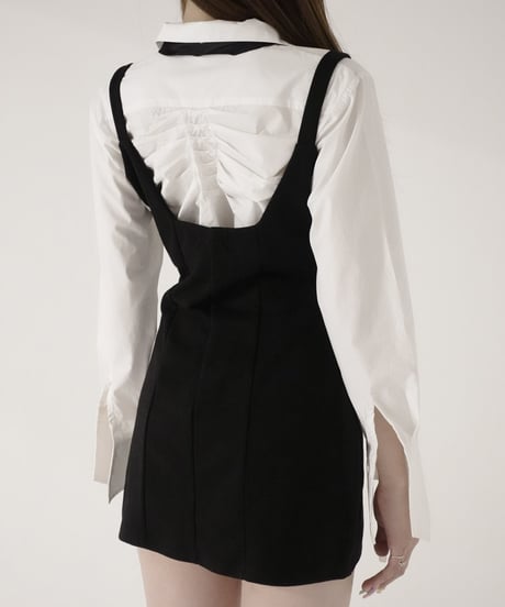 slit collar cropped shirt