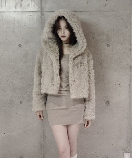 luxury hooded fur coat