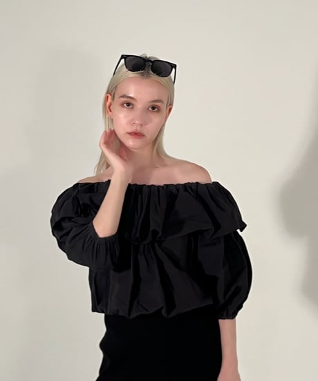 off shoulder puff blouse