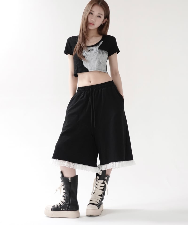 lace half pants | KISS THE CLUB